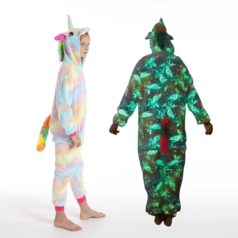 

loose hooded girl children sleepwear Pijama Kigurumi(TM) homewear pajamas unicornio onesie kids