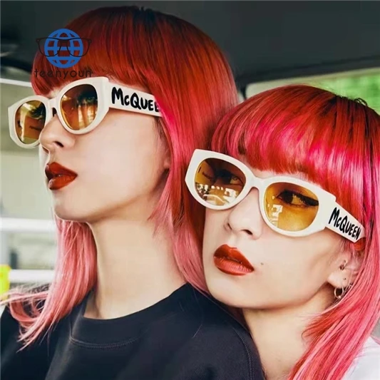 

Teenyoun Eyewear Colorful Frame Sun Glasses Cheap Letter Thick Legs Shades Unisex Small Oval Uv400 Lenses Sunglasses 2023 New