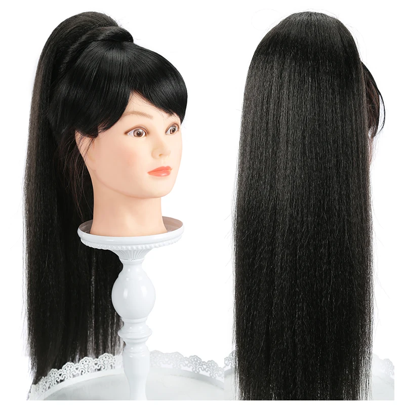 

Synthetic Wrap Around Clip In Ponytail Yaki Straight Hair Extension Heat Resistant Ponytail, Picture shows