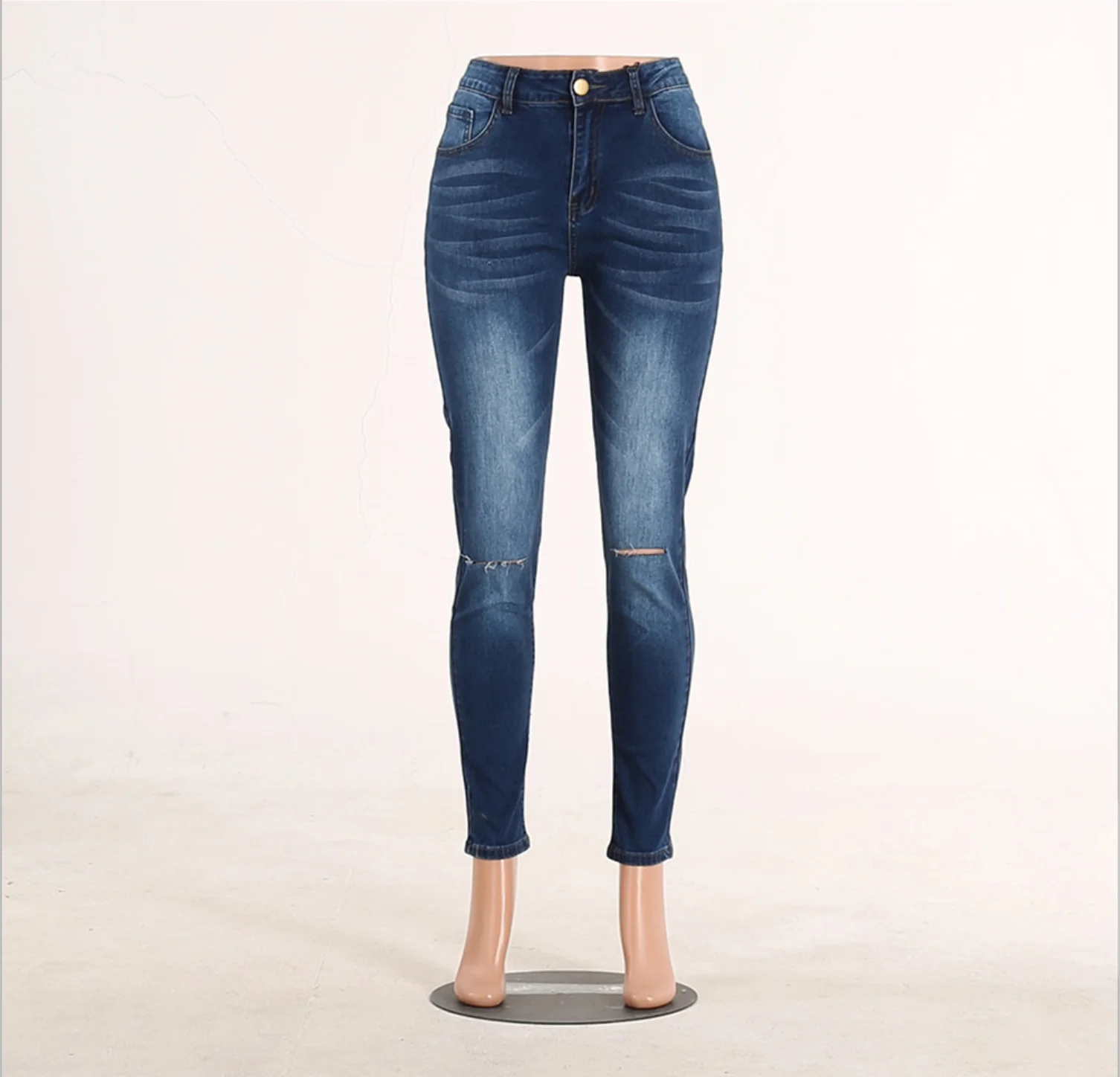 

Factory Direct Sales Versatile Knee Hole Ladies Skinny Jeans Trousers For Women