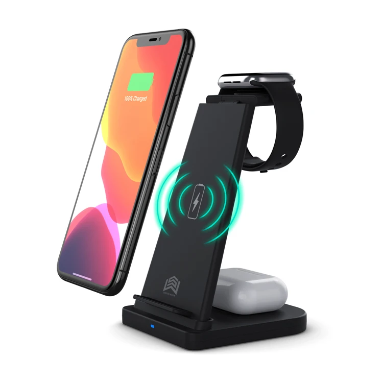 

Removable Portable Fast Wireless Charger 3 in 1 for iphone Watch Airpods, White/black/macaron pink