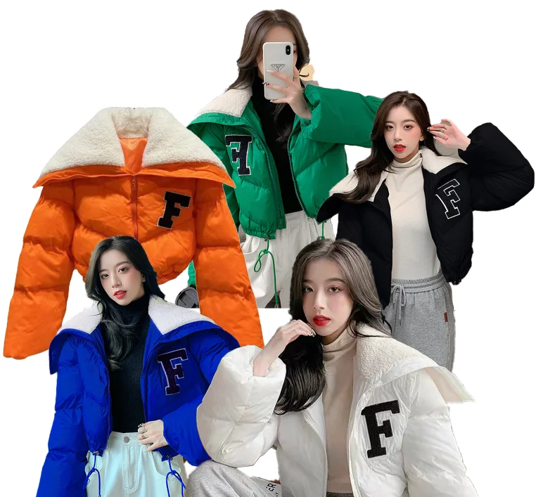 

Fall 2021 Women's Trench Bubble Coats Jackets Winter Clothes Plus Size Women Fashion Faux Fur Crop Coat Girls' Puff Down Jacket