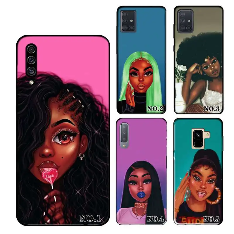 

African Beauty girl Black TPU printed mobile phone Cover for Samsung Galaxy A Series Phone Case, Transparent