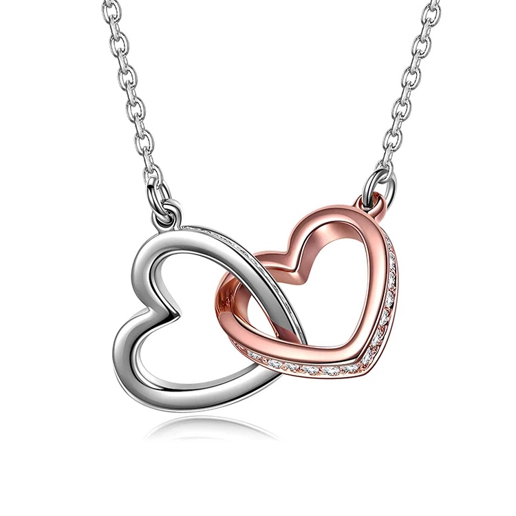

sterling silver double heart pendant 925 silver interlocking heart necklace jewelry