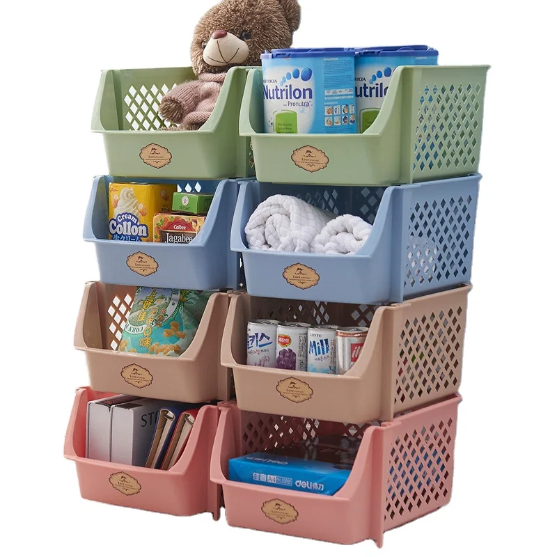 

Simple And Modern Home Convenient Semi-open Storage Basket Can Be Stacked With Multiple Floor Hollow Storage Baskets