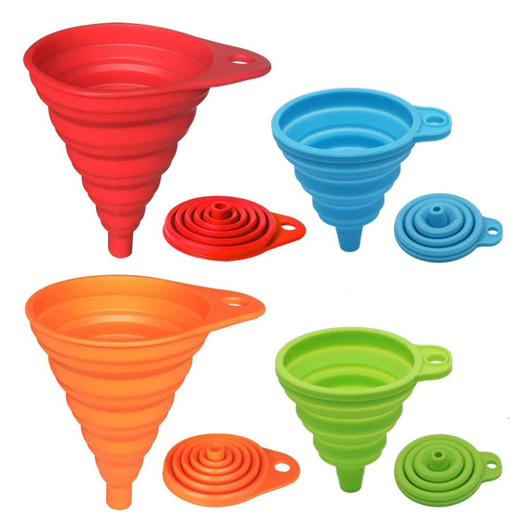 

Foldable Funnel for Water Bottle Liquid Transfer Kitchen Gadgets Silicone Collapsible Funnel, Available