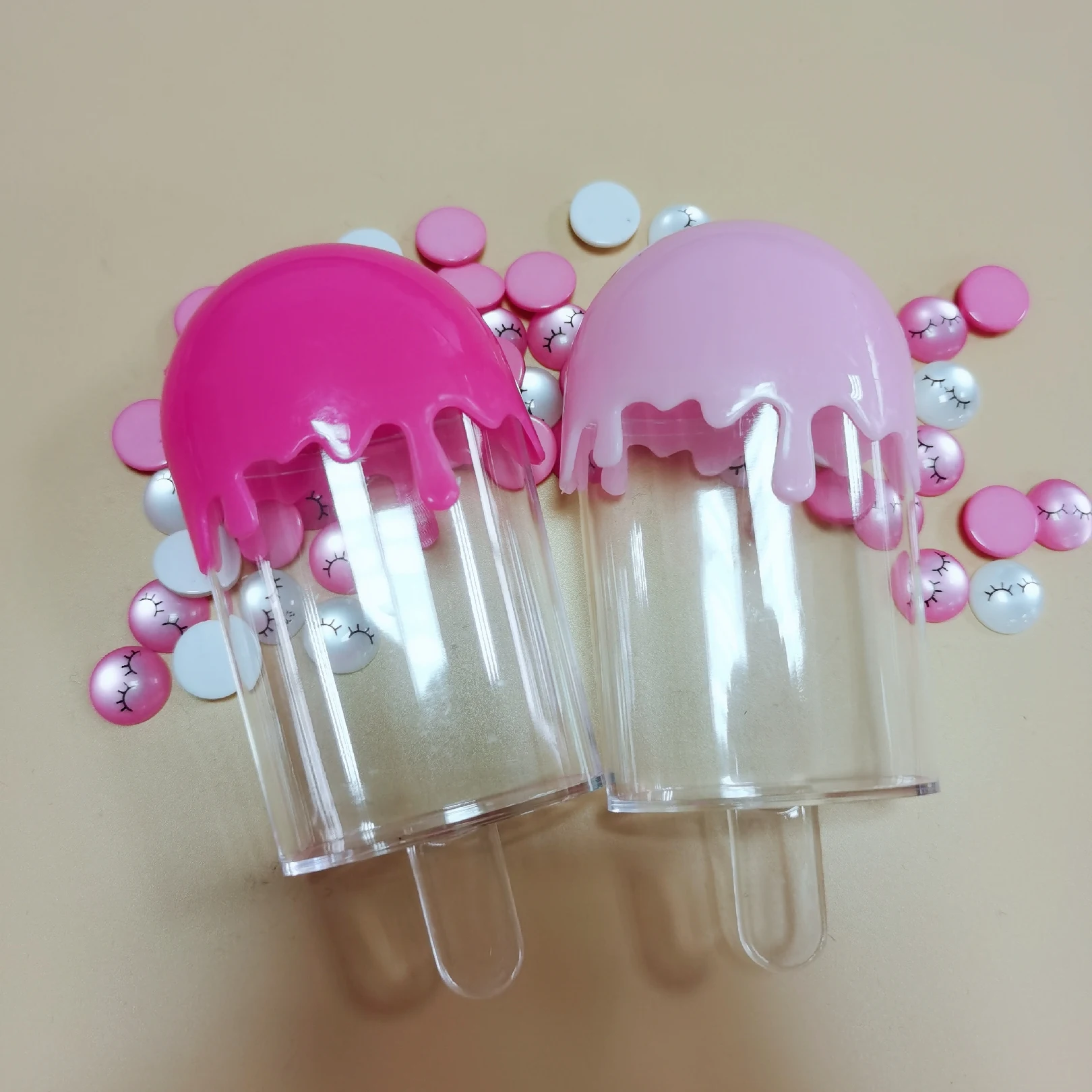 

Wholesale crystal clear empty lash packaging boxes plastic ice cream lash case ice cream lash box, More colors are available