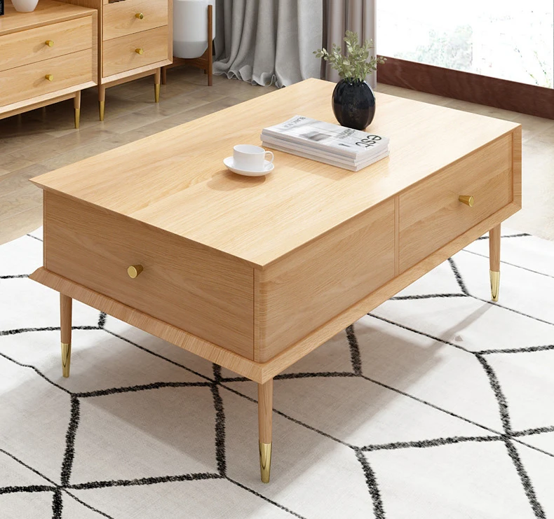 product-Boomdeer Solid Wood Home Usage Wooden Solid Wood Tea Table Sofa Centre Table With Storage-Bo-1