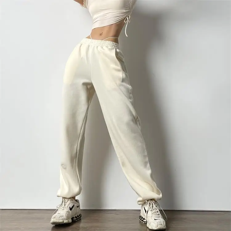 

Mitaogirl loose drawstring sweatpants women letter high waist corset pants straight guard pants thin, As show