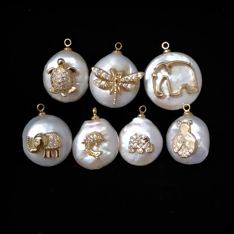 

Natural white baroque pendant animal styling cz micro freshwater pearl pendants necklace designs jewelry, Multi