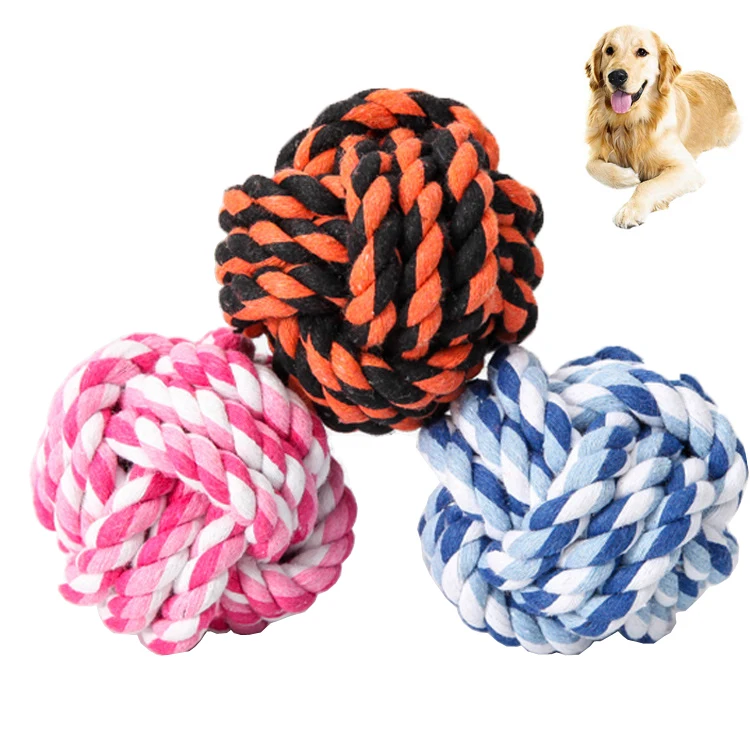 

amazon top seller Dog Toys Rope Balls for Dogs Natural Cotton Rope Ball Chew Toy Set
