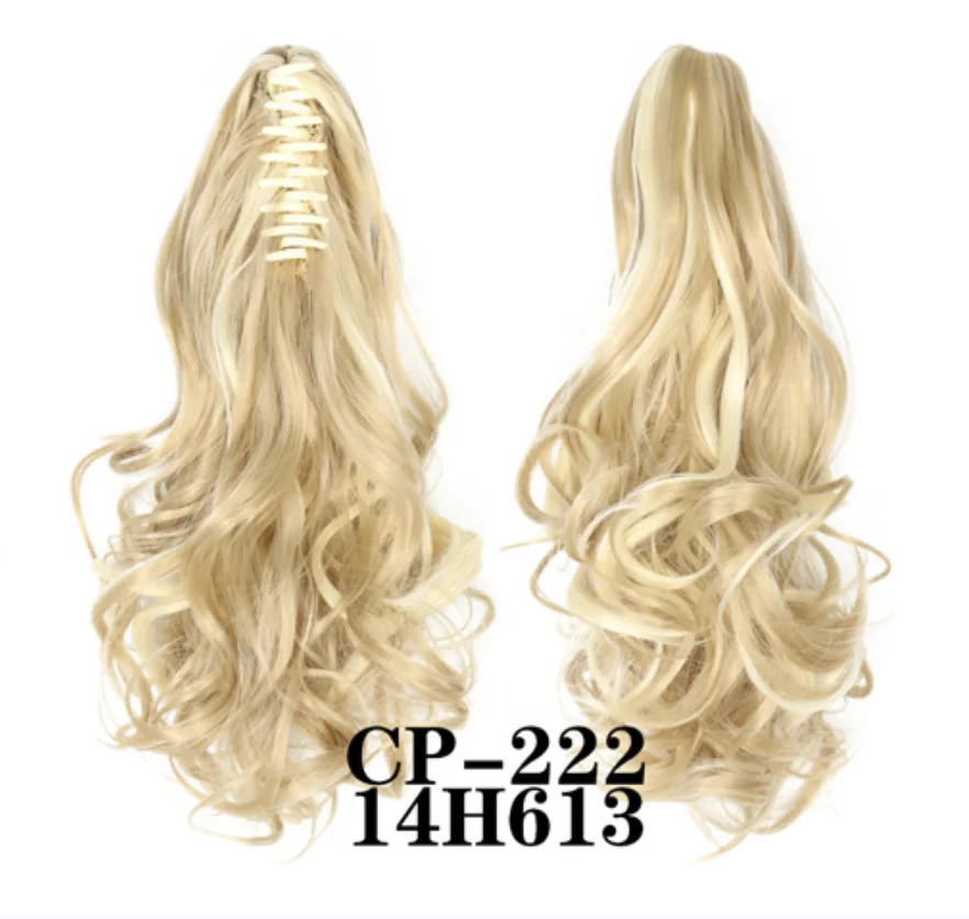 

Curly wavy synthetic hair wig ladies with bangs 8-tooth tiger clip ponytail wig daily party heat-resistant fiber wig, Picture color