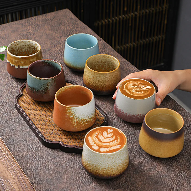 

New product Retro Japanese tea cup Ceramic Coffee Cups Milk Mugs Handmade kiln Tea Cup