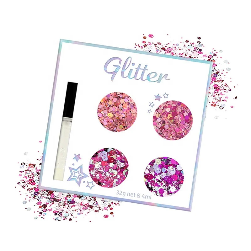 

Shinein Craft Pink Mix Holographic Chunky Glitter Polyester Cosmetic Face Body Glitter for Makeup