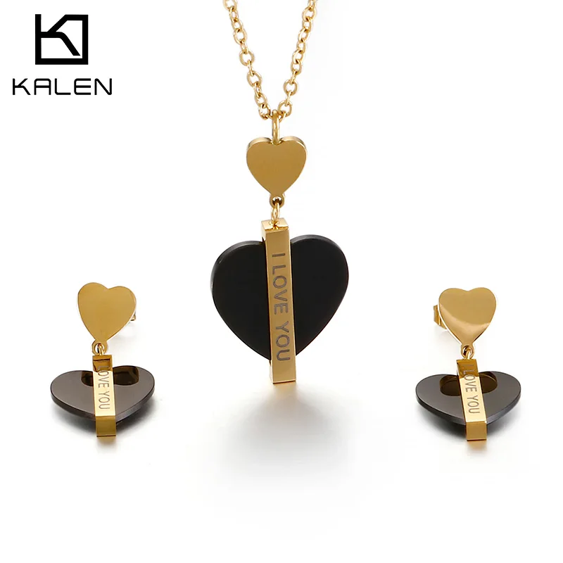 

Hot Sale Bride I Love You Heart Pendant Necklace Set Jewelry Sets Wedding