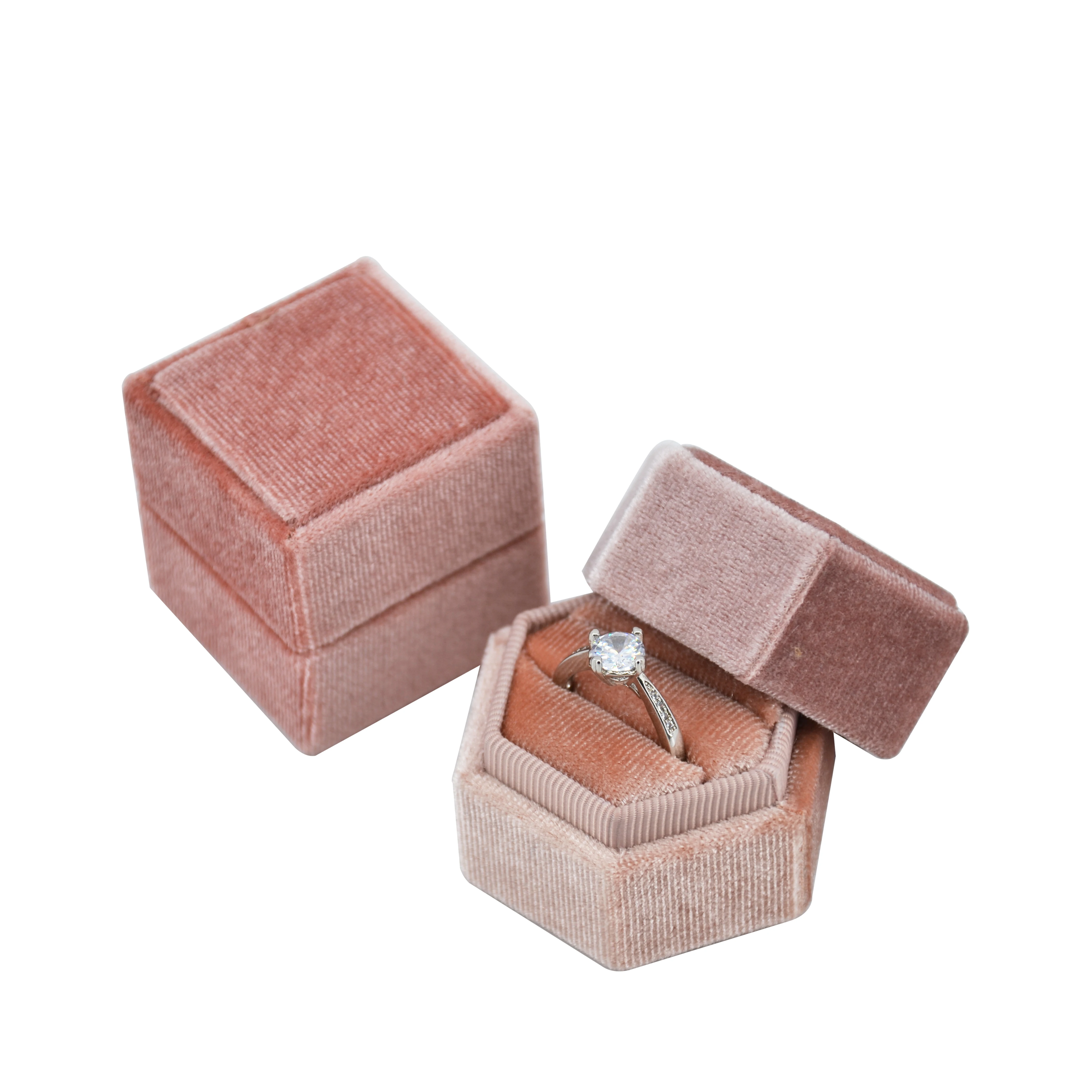 

Wholesale custom logo jewelry packaging box luxury double-layer round oval retro mini square vintage hexagon velvet ring box
