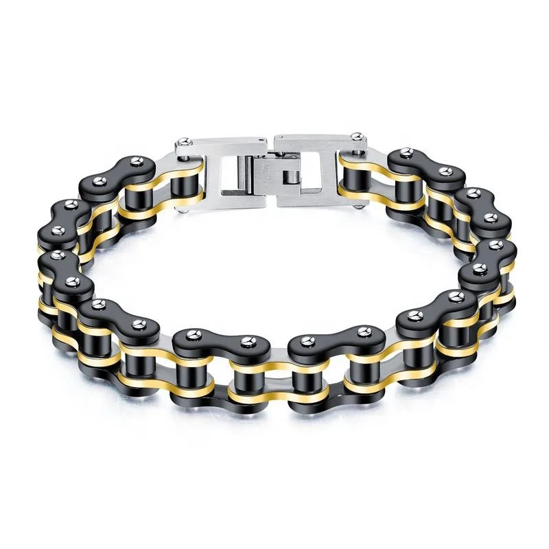 

Wholesale Stainless Jewelry Fashion Men Personalized Rock Style Locomotive Stainless Steel Chain Link Bracelets