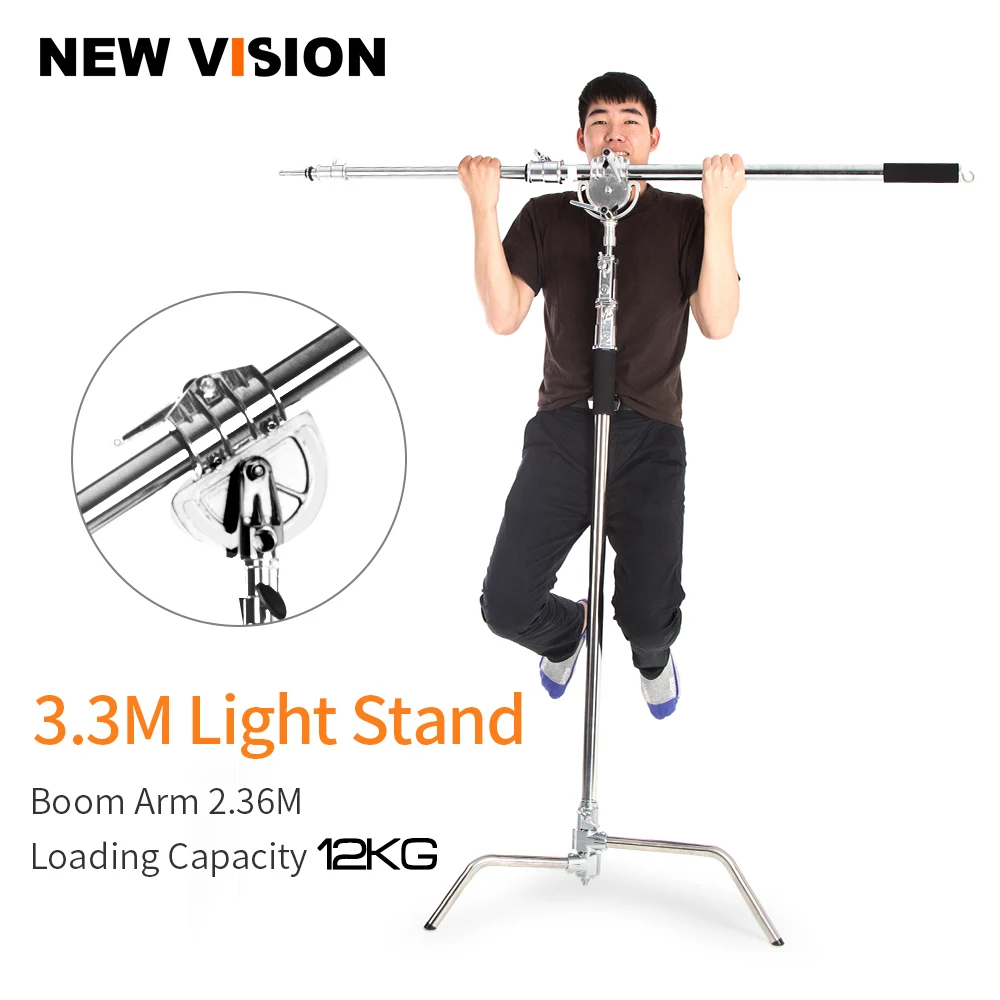 

Metal Max Height 330cm Adjustable Reflector Stand with 95-230cm Holding Arm for Photography Studio Video Flash, Moonlight, Other