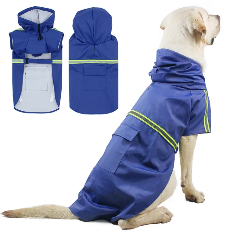 

Amazon Hot Selling Pet Large Dog Raincoat Dog 5XL Clothes Raincoat With Reflective Stripe