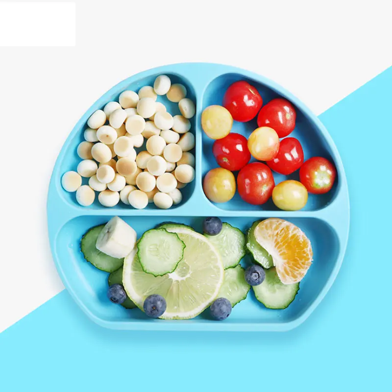 

BPA Free Non-Slip Suction Bowl Set Bib Spoon Straw Children Table Placemat Silicone Baby Plate, All sorts of colors