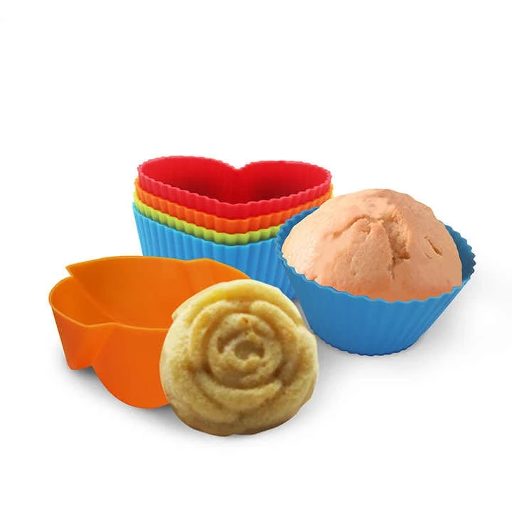 

Hot Sale BPA-free Silicone Muffin Cups with Various Colors and Shapes Silicone Cupcake Liners, Red,green,blue,orange