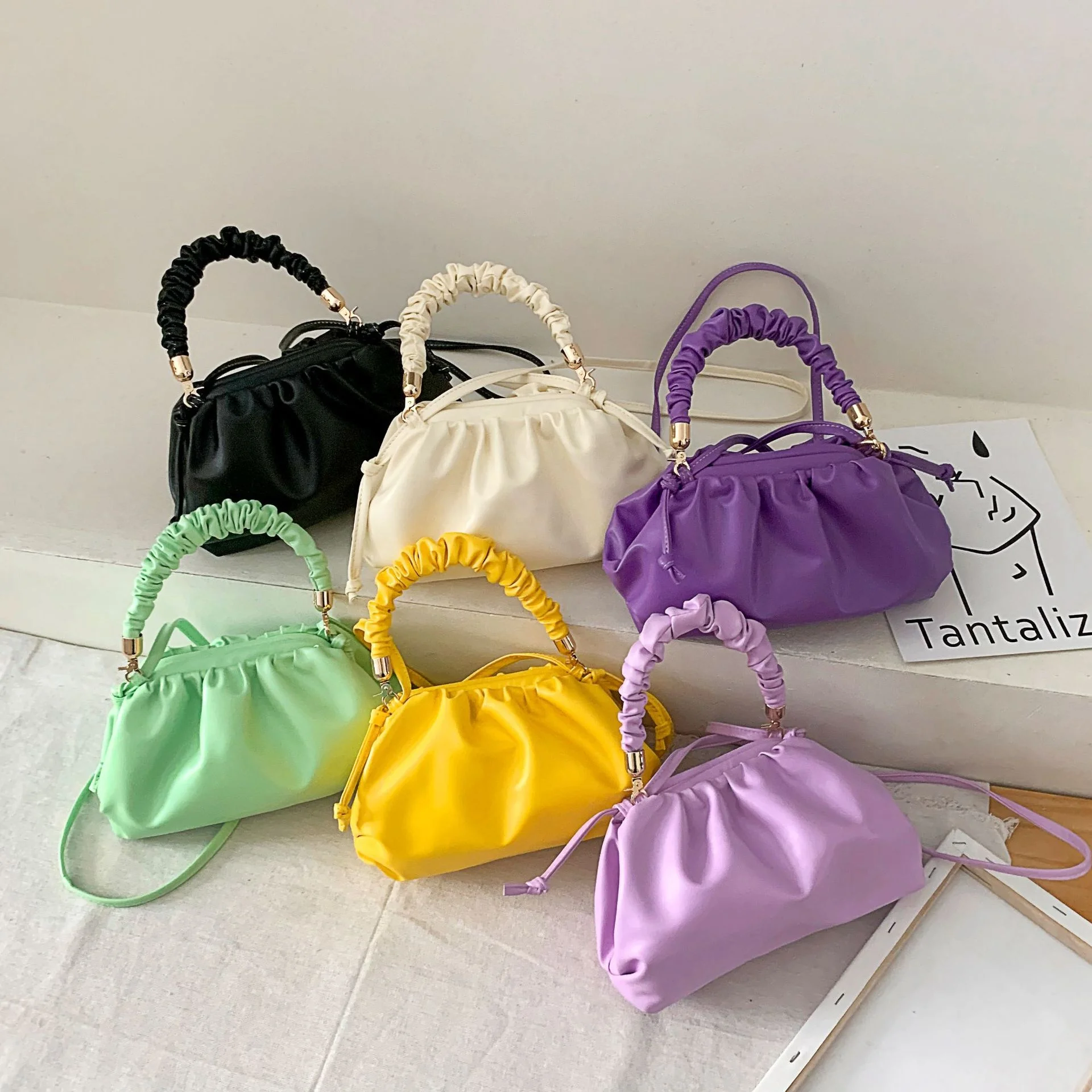 

Pure Color Purses One-shoulder Hand Bag Korean Fashion Popular Handbag for Women PU High Standard Single Candy Customized Square, As the picture shown