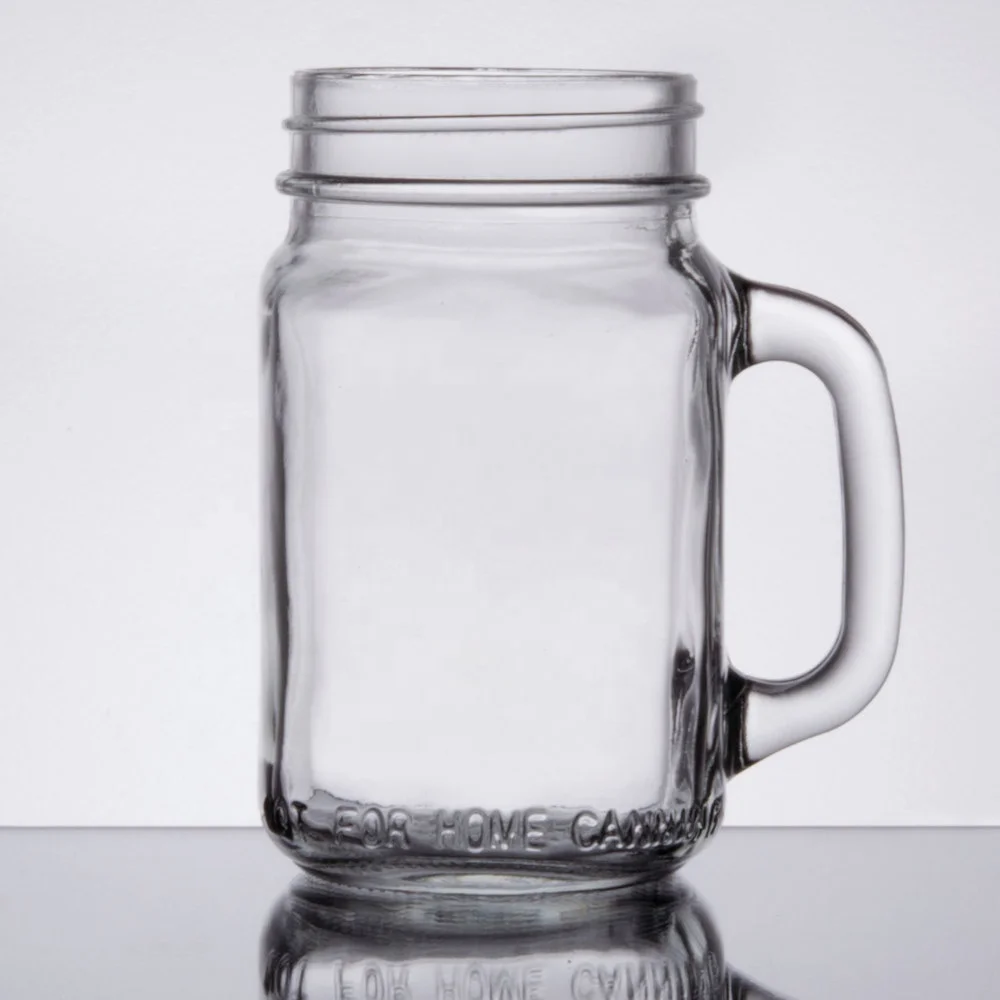 

Manufacturer 420ml Clear Travel Mason Glass Jar Mugs With Handle, Customized color