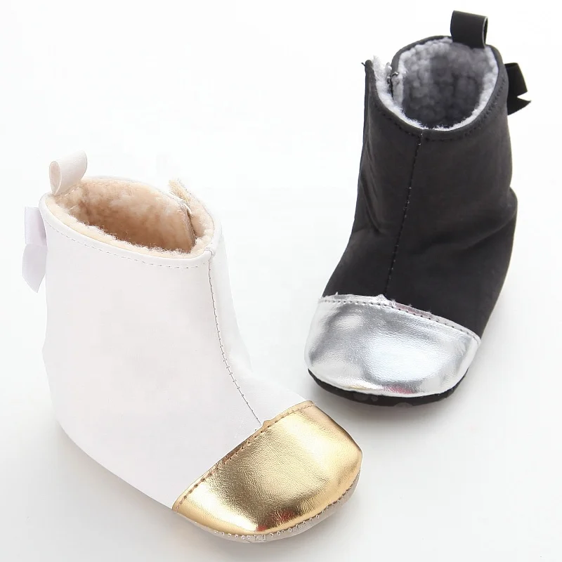 

New Design PU Waterproof Flat Bow Tie Warm Girl Boots Winter Boots Baby Boots
