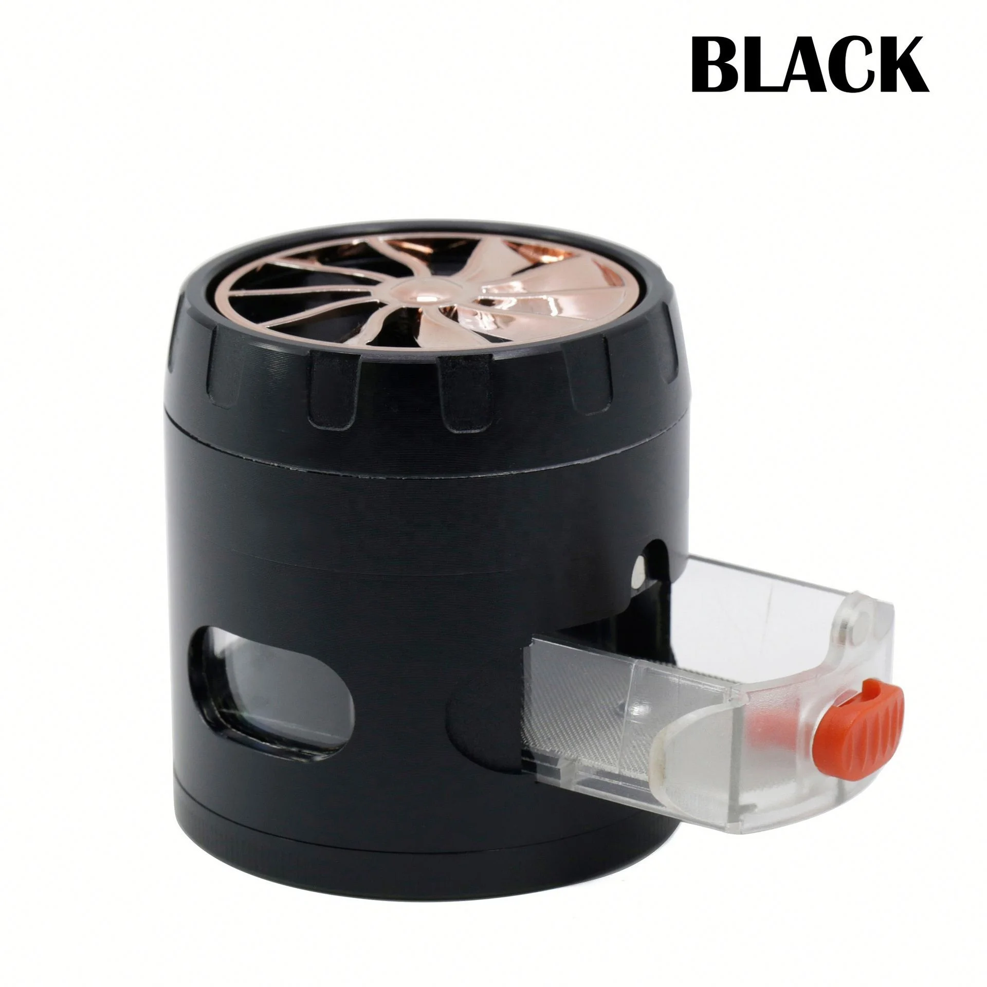 

6 Colors 4 Part Dry Herb Grinder with Drawer Diameter  Zinc Alloy Turbo Cover Side Window Grinder, Picture