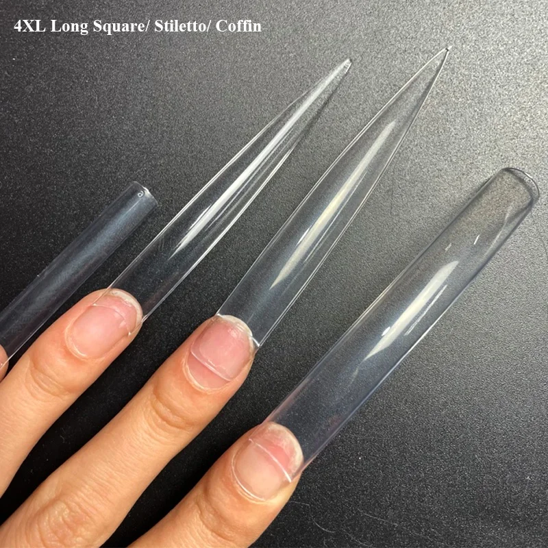 

12Pcs Bag Curved 4XL Half Cover Nails 10 Pcs Square Nail Tips Salon Extra Long C Curve Nail Tips