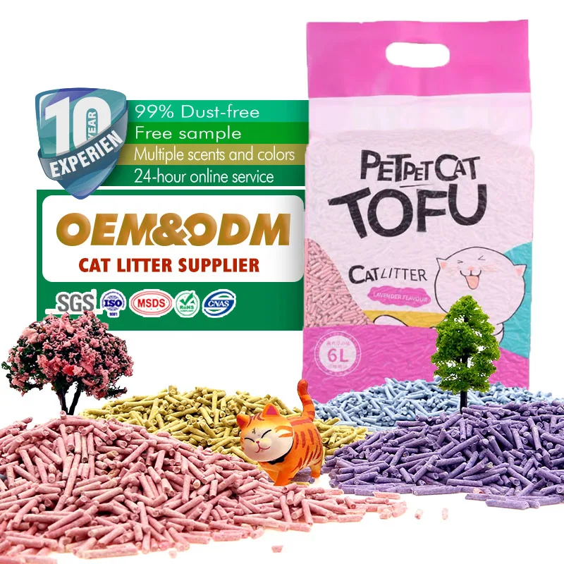 

100% Mineral tofu Granulated Clay Deodorizer Odor Absorbing No Chemical Super Water Absorption Clumping Tofu Cat Litter