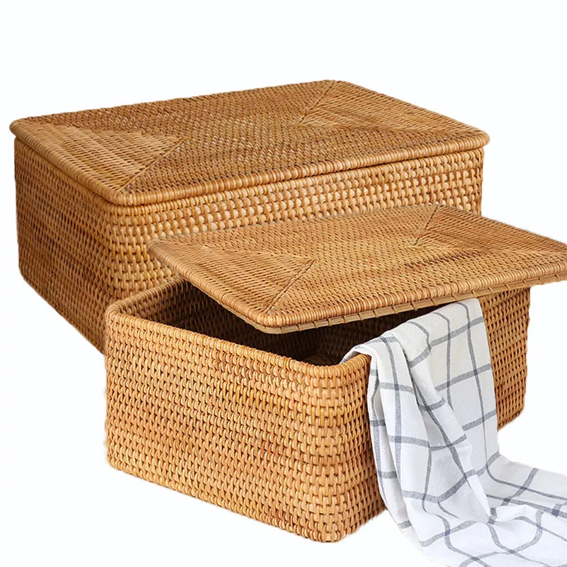 

Factory Outlet Rattan Basket Rectangle Grocery Basket Durable Supermarket Food Storage Basket