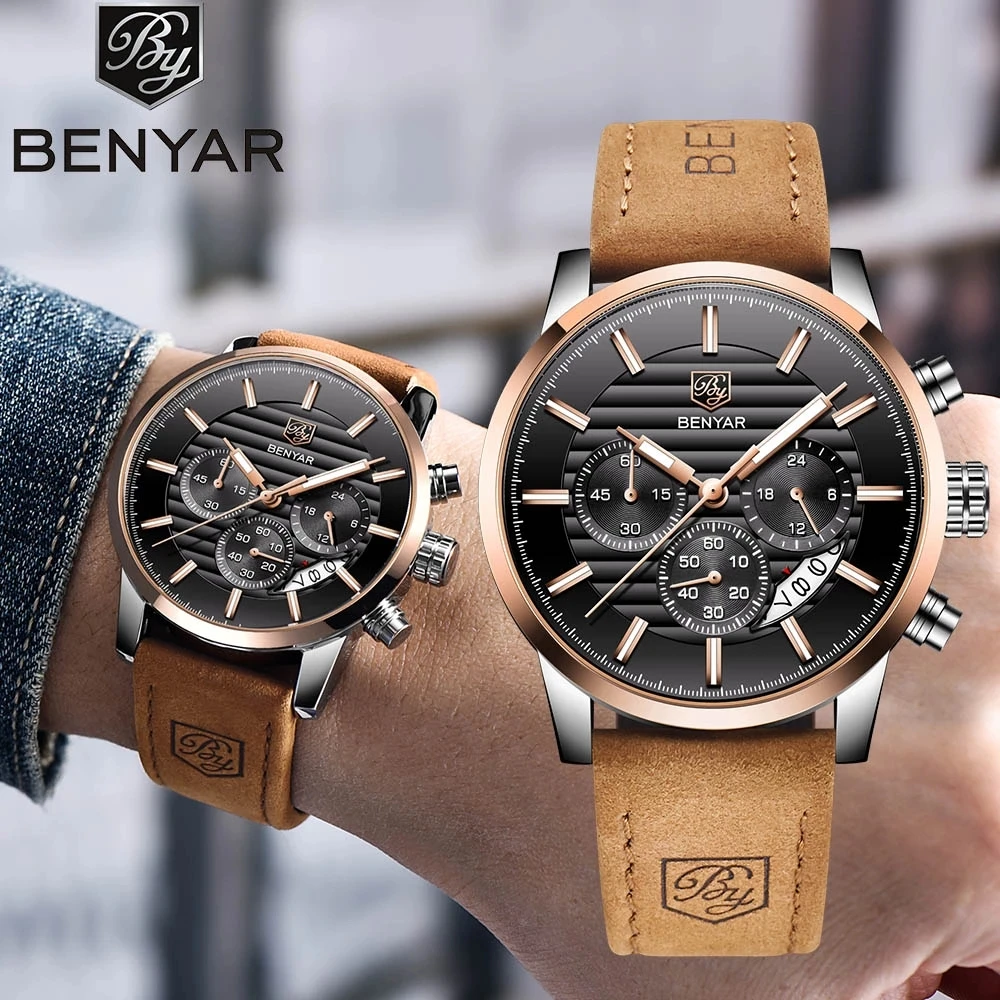 BENYAR 5104 Casual Men Watch Top New Luxury Quartz Watch Fashion Luminous Waterproof Business Wrist Watch Relogio Masculino