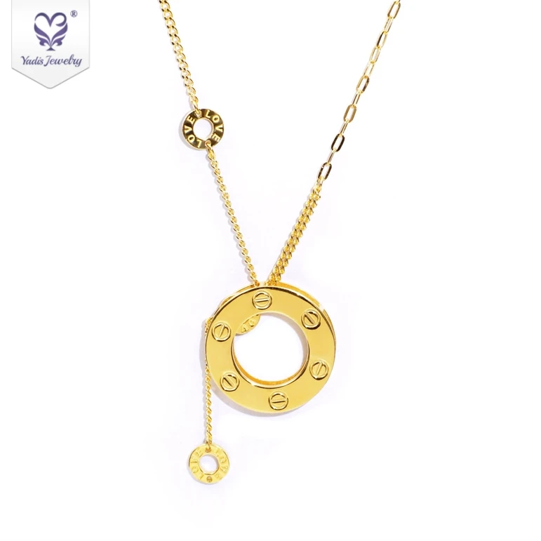 

Yadis fine jewelry real 999 24k pure gold pendant necklace original gold chain for women men