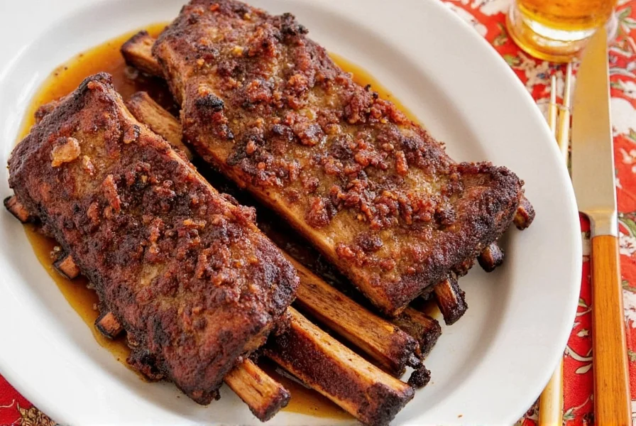 Slow roasted ribs on tray
