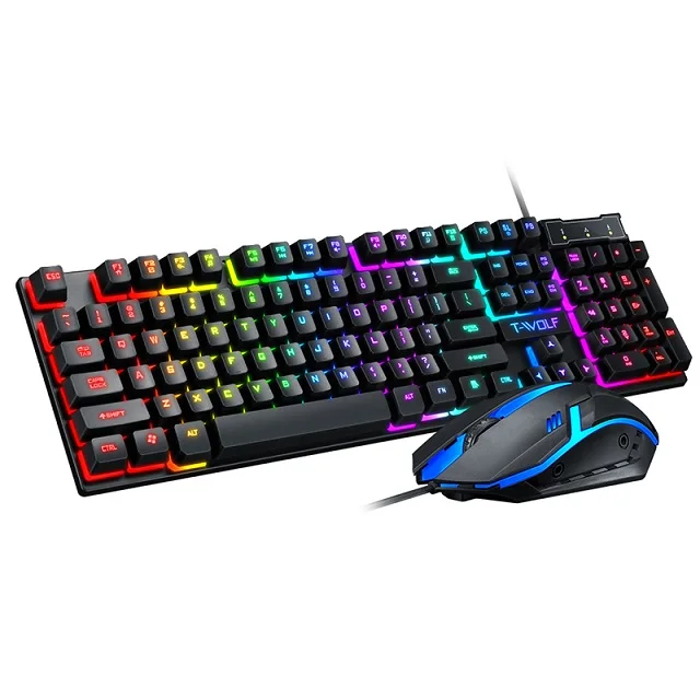 

TF200 Colored wired Led keyboard and mouse combos ergonomic RGB Gaming mouse keyboard set for Pubg mobile