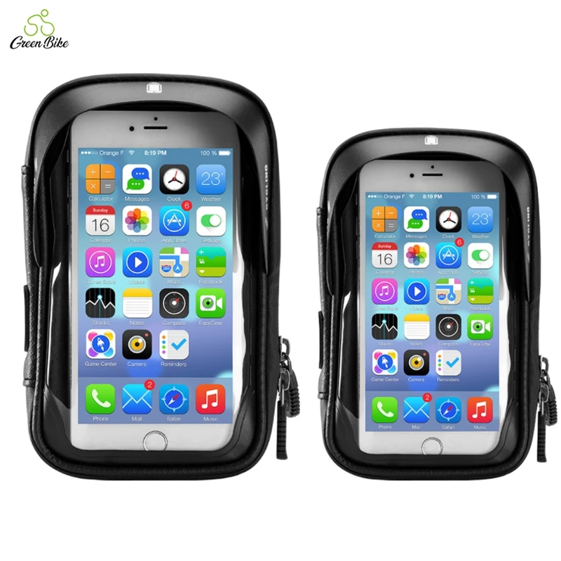 

Waterproof Front Frame Nylon Bag Touch Screen Bike Bag Handlebar Phone Mount Bicycle Mobile Phone Holder, Black