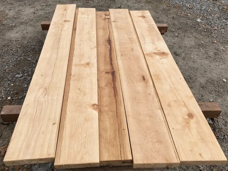 Reclaimed wood planks sanded and ready for farmhouse table construction