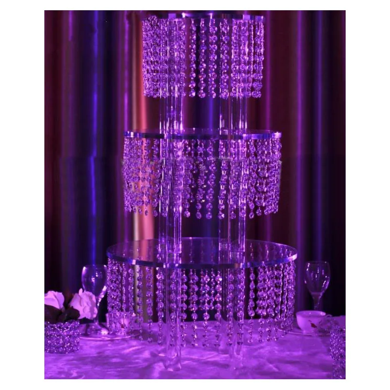 

crystal with mental table top cake stand chandelier centerpieces for weddings