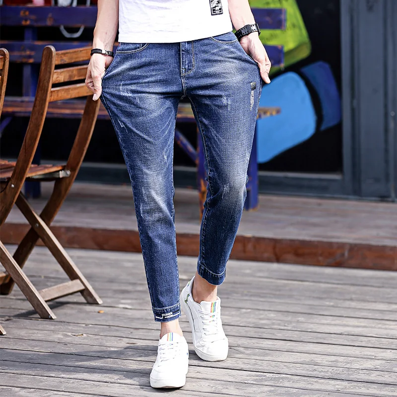 

Spring Autumn 2020 Men's Jeans Business Fashion Straight Regular Blue Stretch Denim Trousers Classic men's pants & trousers