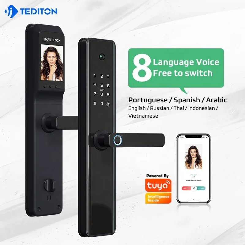 

Smart Lock with Tuya Camera Door bell TEDITON Newest Fingerprint Door Lock with Camera Tuya Wifi
