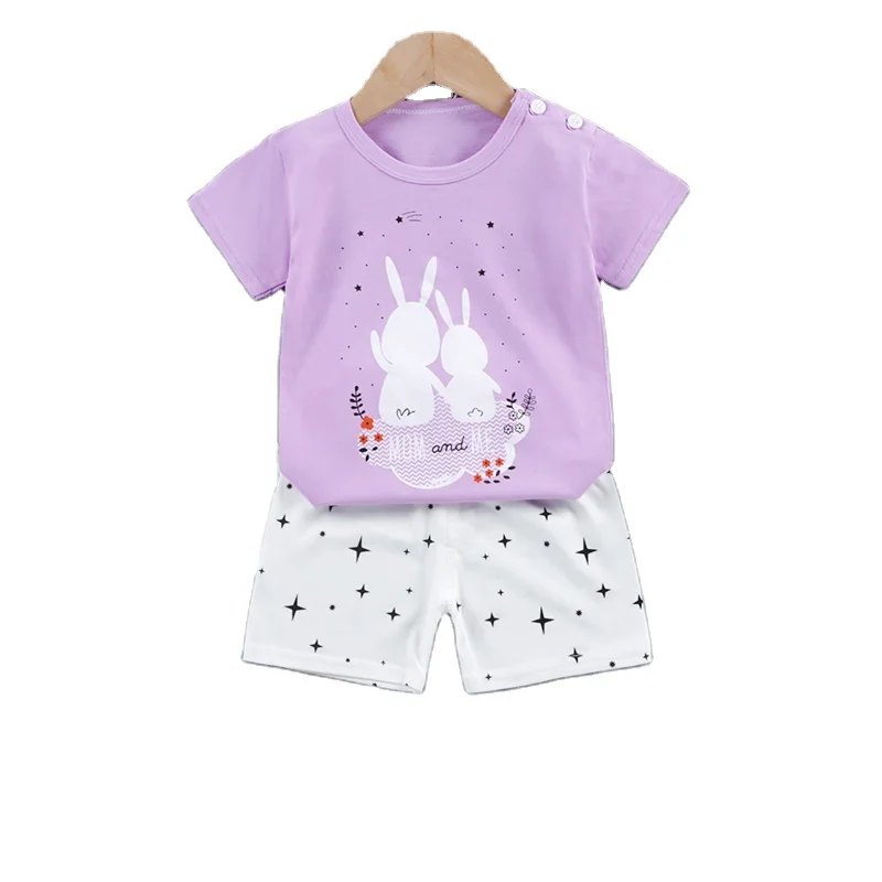 

Summer girls 2 piece set tshirt shorts sleeved kids clothing clothes, Picture