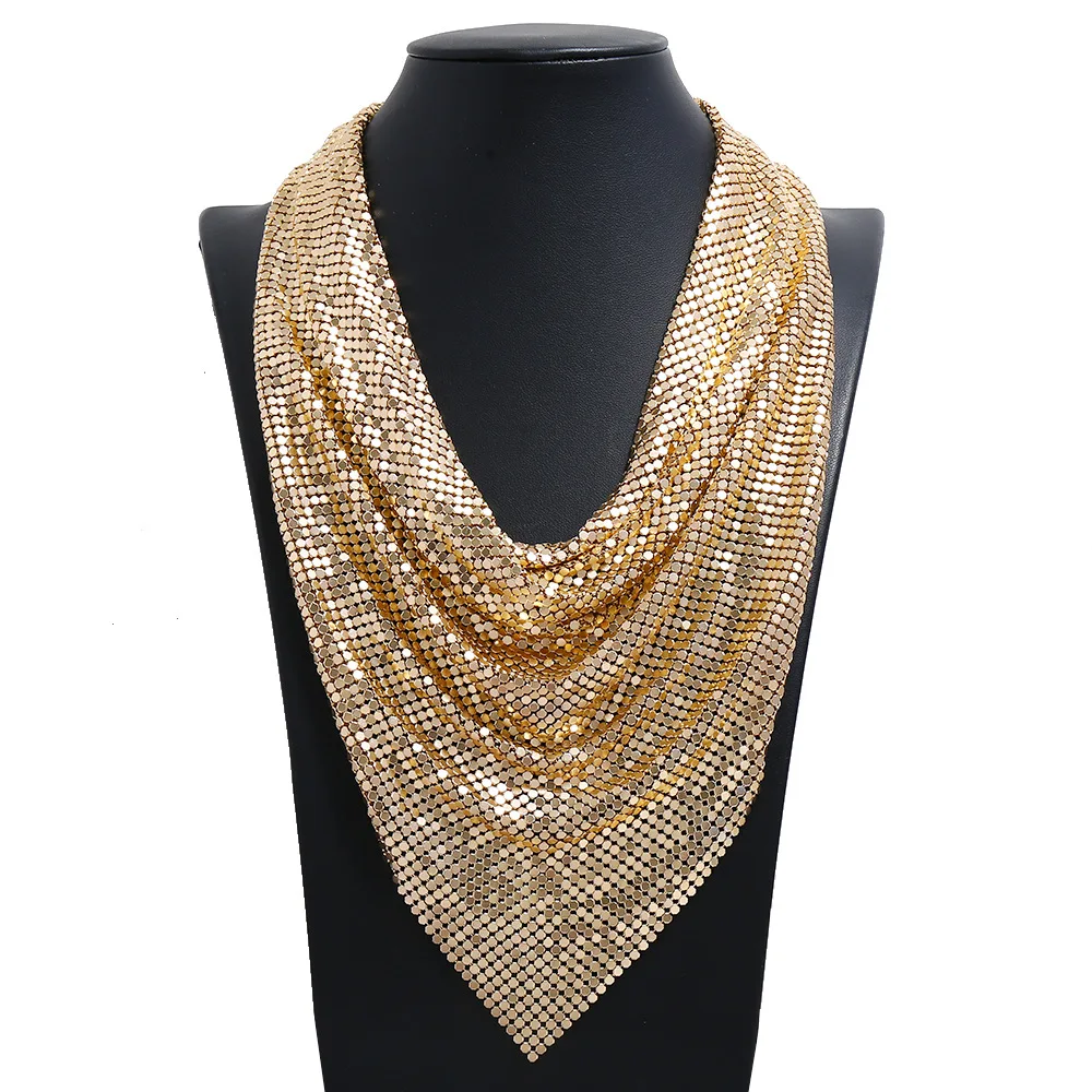 

2021 trendy mesh sequin false collar fish scale silk scarf necklace women