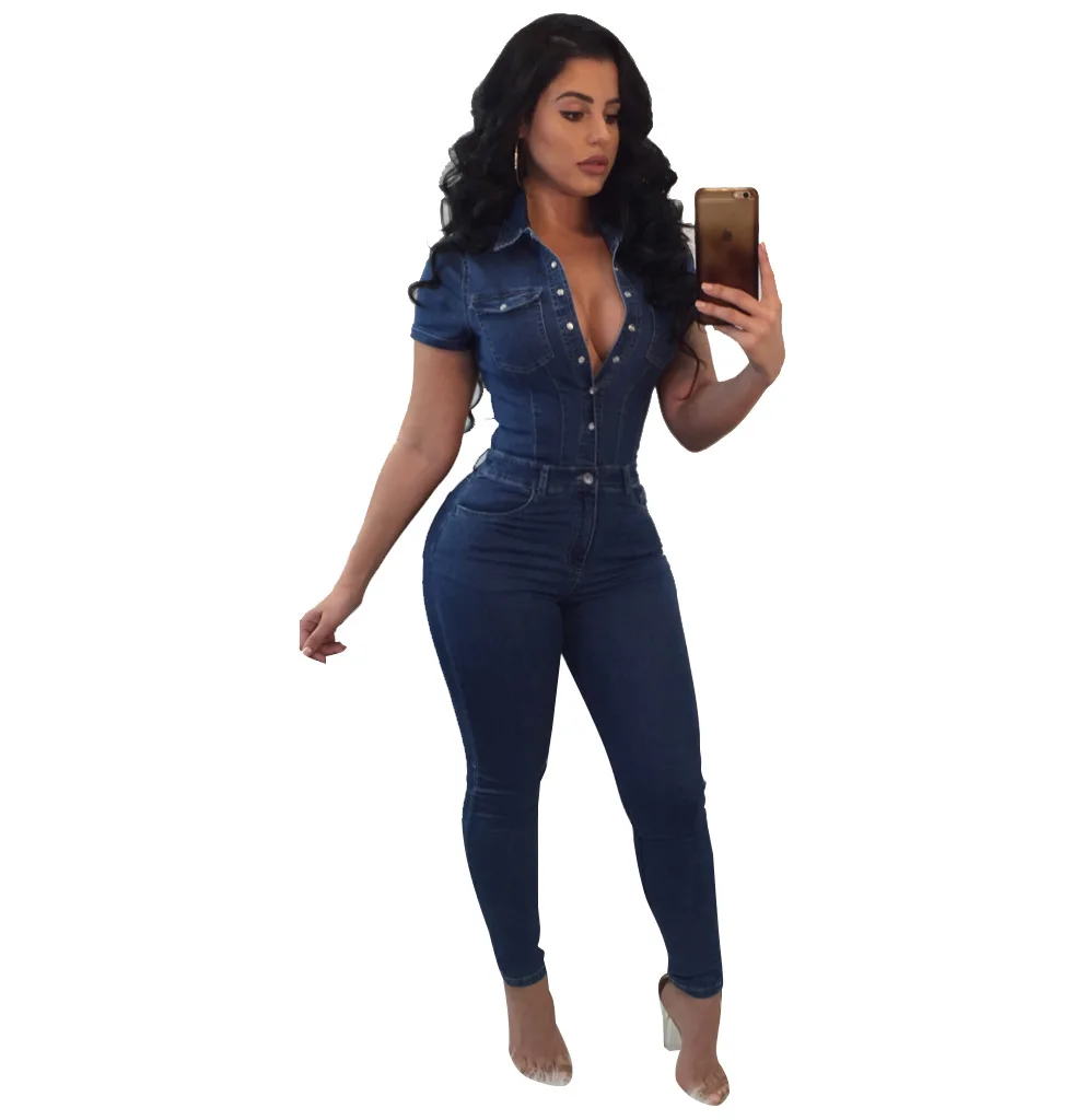 

Latest Jumpsuit Women Fashionable Jeans Ladies Slim Casual Plus-size Jumpsuit, 1 options