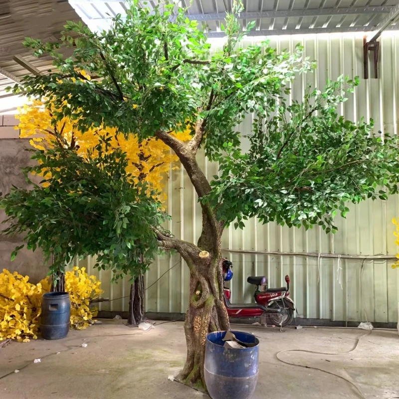 

Fiberglass Artificial Green Banyan Tree Fake Plant Tree Large Outdoor Artificial Trees For Mall Event Decoration