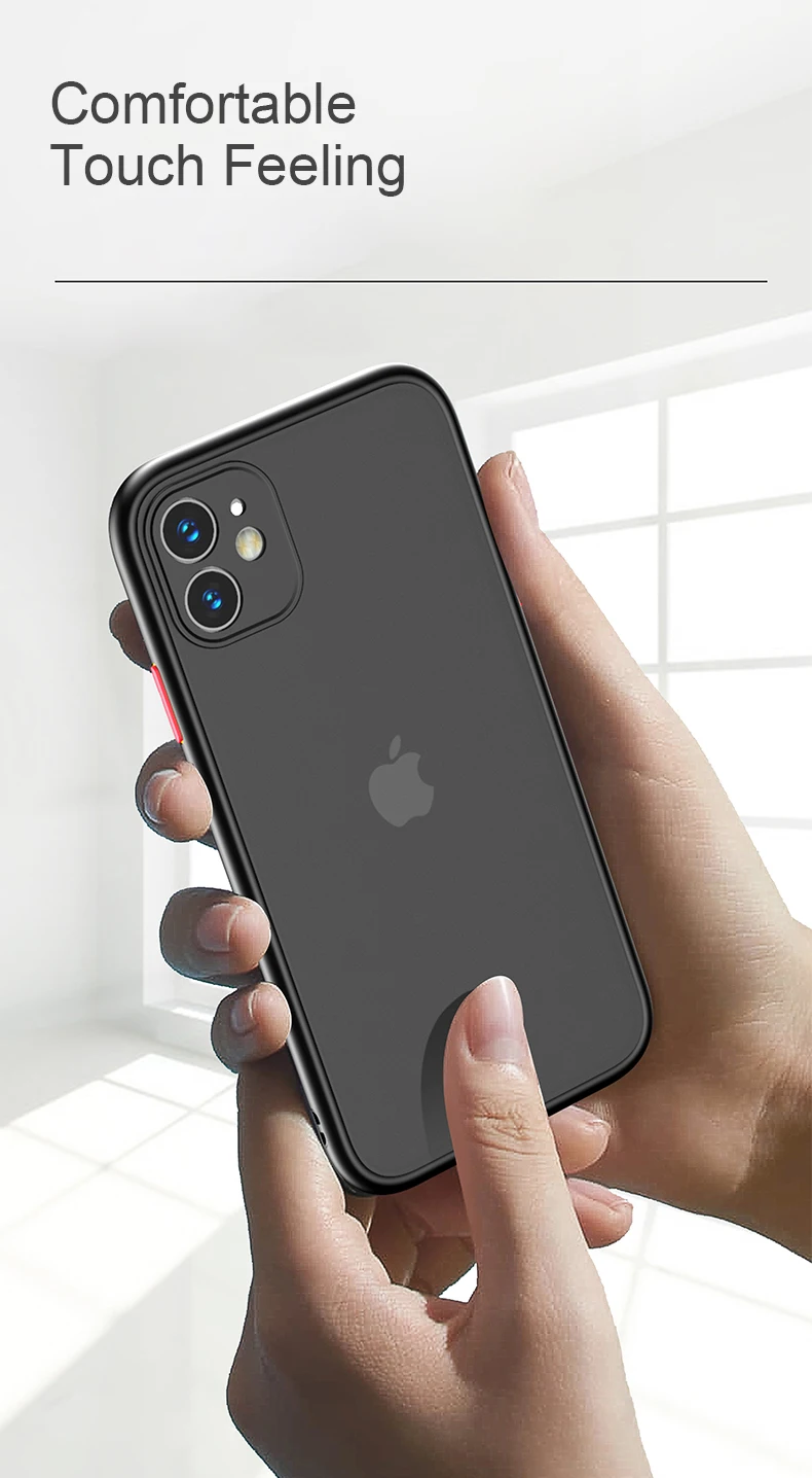 Translucent matte case with soft edges shockproof back cover bumper case for iphone 11 pro max xr x 8 7 plus