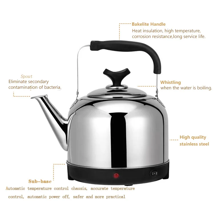 Electric Stainless Steel Household Portable Hot Water Kettle With Anti ...