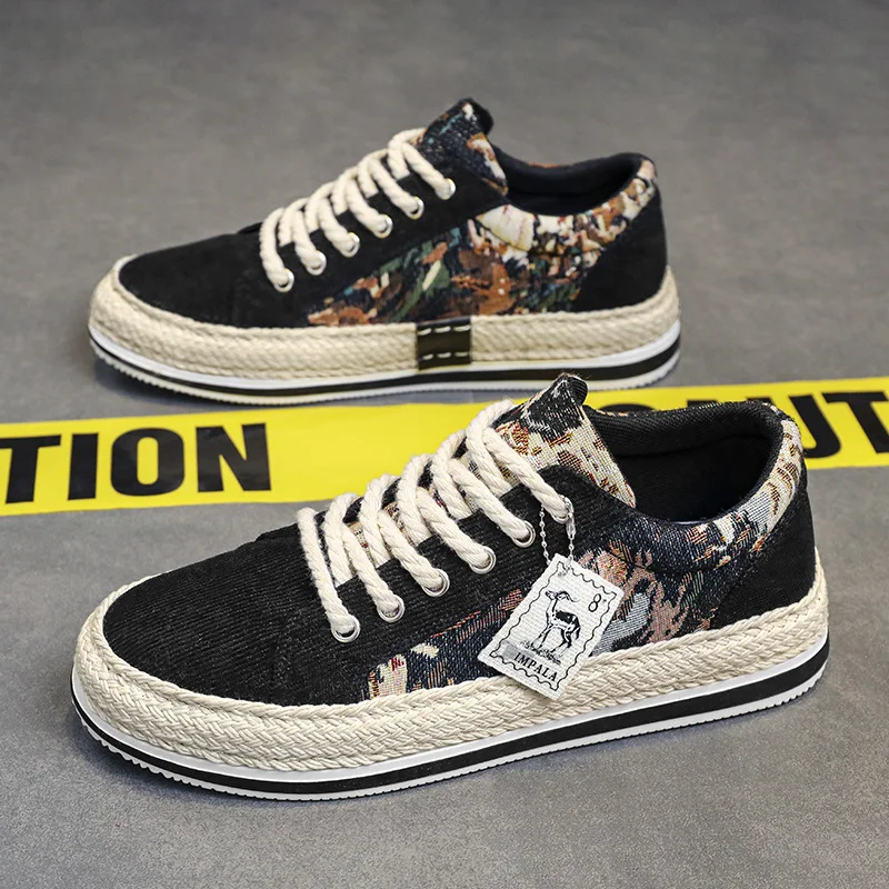

men casual flat shoes students low top canvas fashion trend