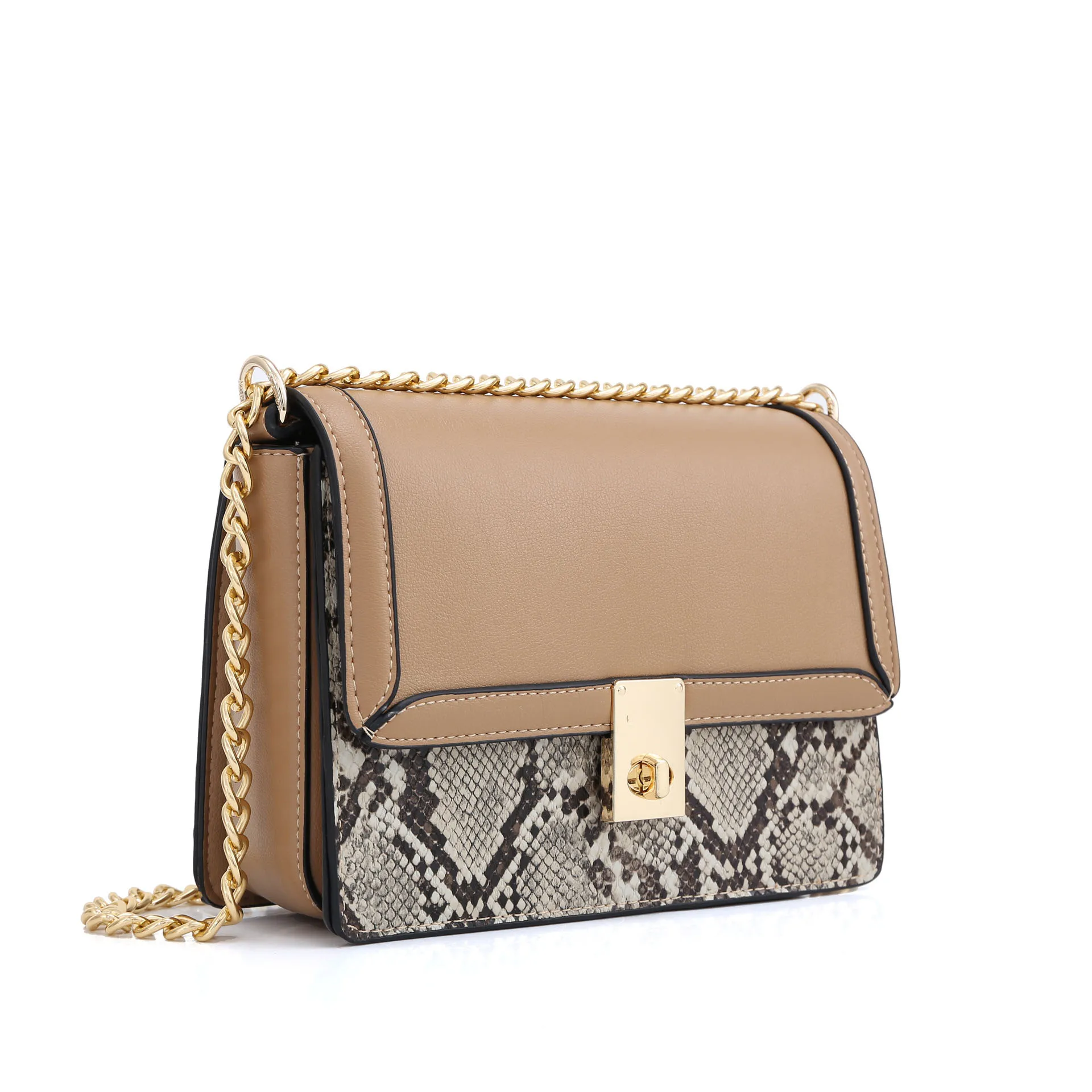 

fashion snake pattern cross-body bag trend chain small square matte plaid handbags
