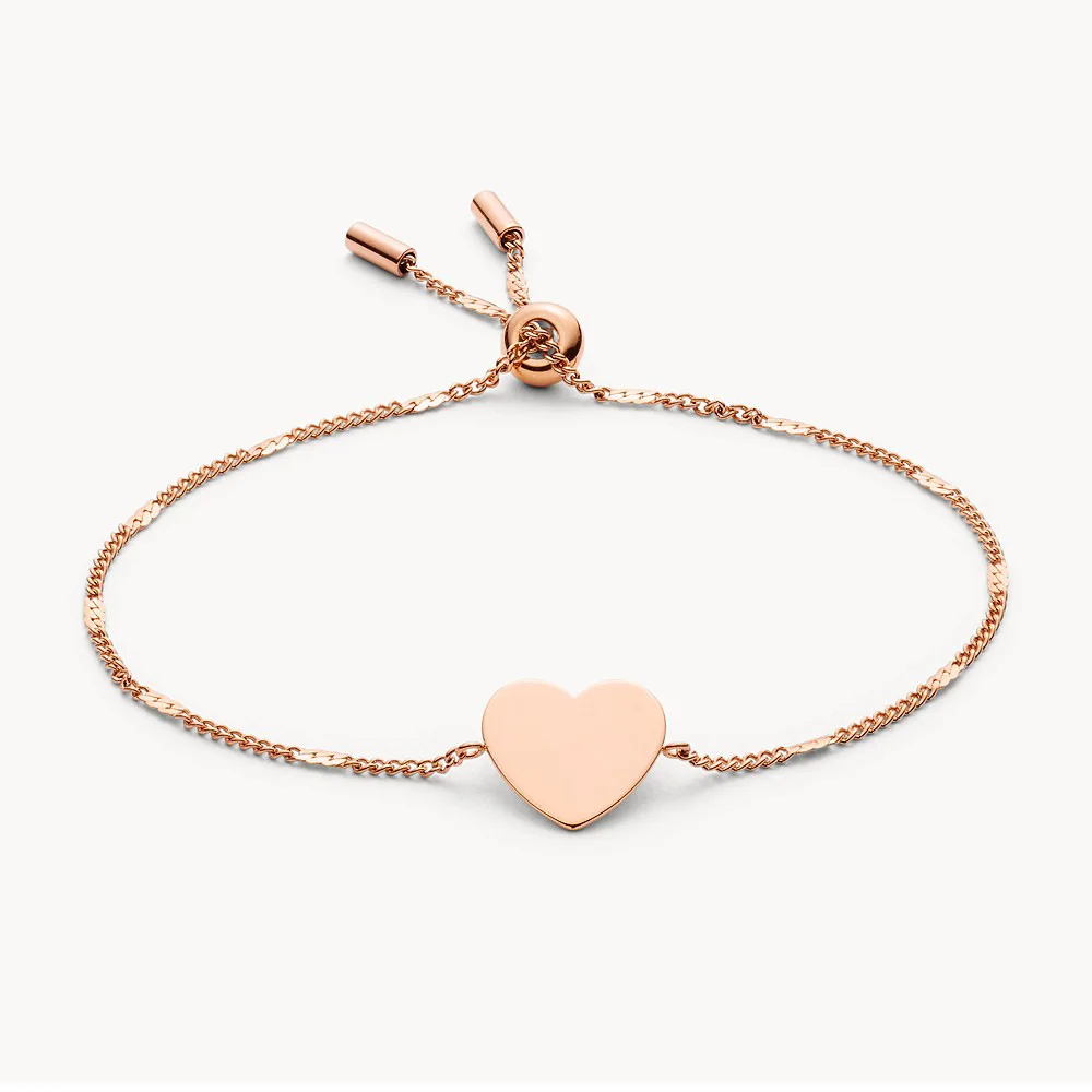 

Factory Direct Sale Hand Customs Stainless Steel Chain Adjustable Woman Loving Heart Charm Bracelet Rose Gold